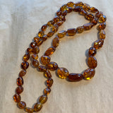 Vintage Amber Necklace, Smooth Bean Shapes