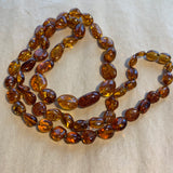 Vintage Amber Necklace, Smooth Bean Shapes