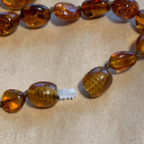 Vintage Amber Necklace, Smooth Bean Shapes