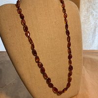 Vintage Amber Necklace, Smooth Organic Oval Shapes