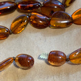 Vintage Amber Necklace, Smooth Organic Oval Shapes