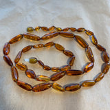 Vintage Amber Necklace, Smooth Elongated Organic Shapes