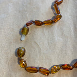 Vintage Amber Necklace, Smooth Elongated Organic Shapes