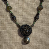 Chinese Floral Button with Su Chow Jade