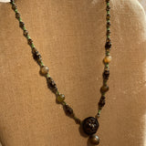 Chinese Floral Button with Su Chow Jade