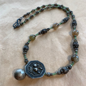 Chinese Floral Button with Su Chow Jade