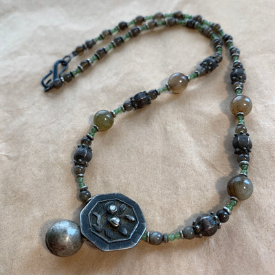 Chinese Floral Button with Su Chow Jade