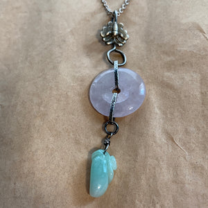 Burmese Lavender Jade Donut Necklace