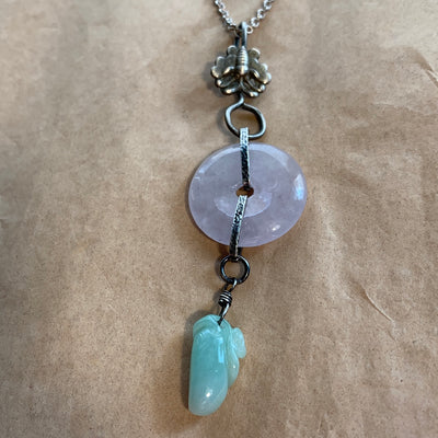 Burmese Lavender Jade Donut Necklace