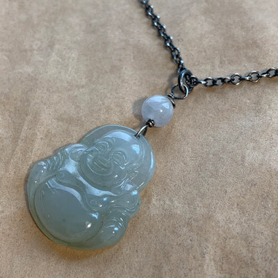 Burmese Lavender Jade Buddha Necklace