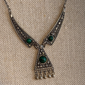Vintage Silver Necklace with 3 Eilat Stones, Israel