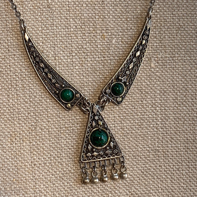 Vintage Silver Necklace with 3 Eilat Stones, Israel