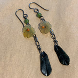Jade Leaves & Flowers Earrings