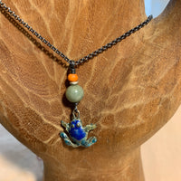 Burmese Jade with Enameled Frog Necklace