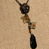 Jade Flowers & Leaf Necklace