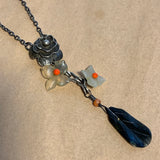 Jade Flowers & Leaf Necklace