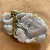 Extra-Large Lavender & Beige Jade Carved Pendant