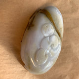Extra-Large Lavender & Beige Jade Carved Pendant