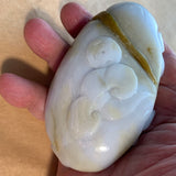 Extra-Large Lavender & Beige Jade Carved Pendant