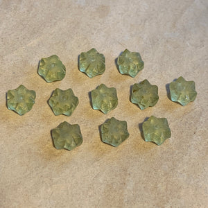 10 Antique Jonquil Vaseline Beads, Fluted Disc