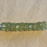 10 Antique Jonquil Vaseline Beads, Fluted Disc