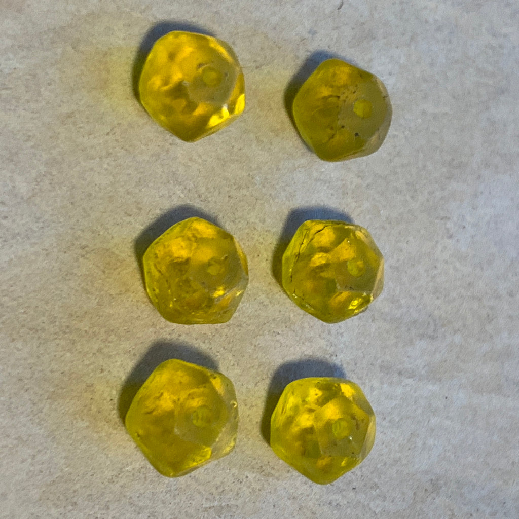 6 Antique Amber Glass Cornerless Cube Beads
