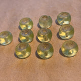 10 Antique Jonquil Vaseline Beads, Smooth Disc