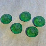 5 Antique Green Bicone Vaseline Beads