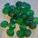 5 Antique Green Bicone Vaseline Beads