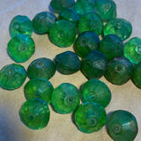 5 Antique Green Bicone Vaseline Beads