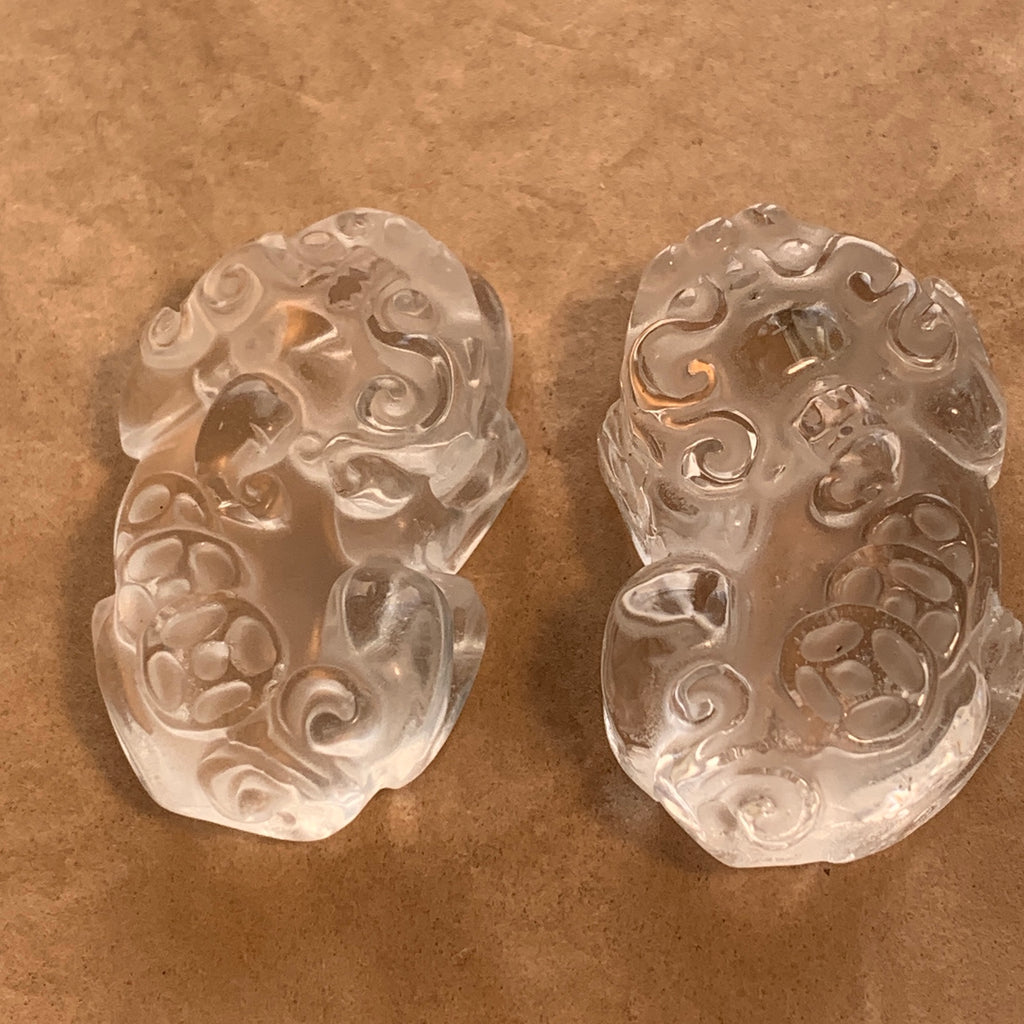 Carved Crystal Foo Dog Pendant