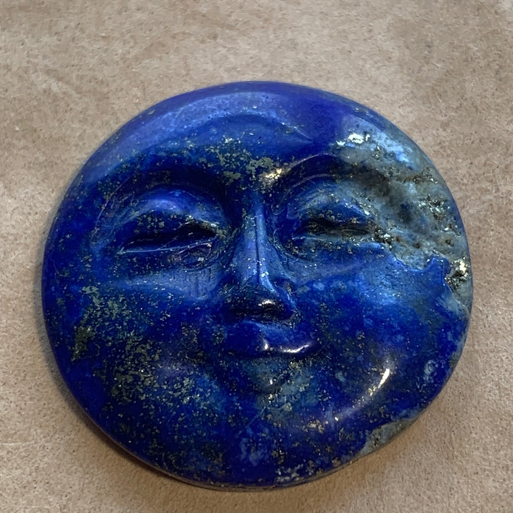 Carved Lapis Moon Face Cab