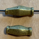 Antique Elongated Bicone Brass Beads, Nagaland