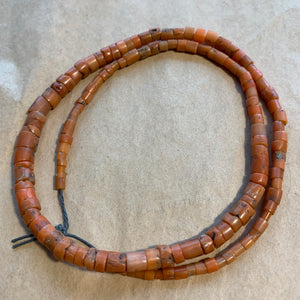 Strand of Antique Salmon Coral, Uzbek