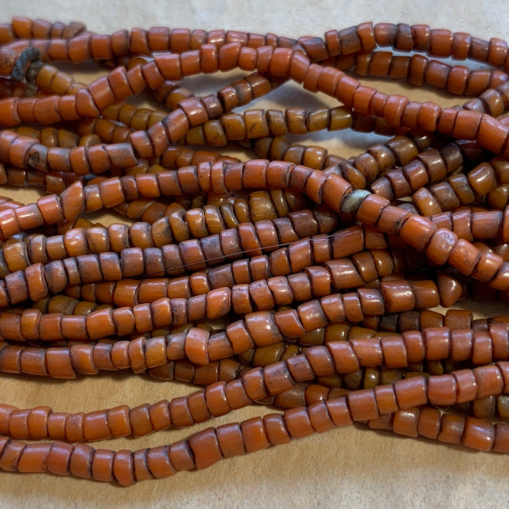 Antique Brick Red Bonda Beads, India