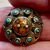 Nepalese Brass Bead with Coral and Turquoise