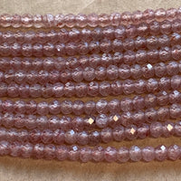 3mm Faceted Strawberry Quartz Rondelles