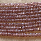 3mm Faceted Strawberry Quartz Rondelles