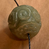 14mm Green Jade Carved Bead