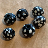 Antique Black with White Polka-Dots, "Skunk Beads"