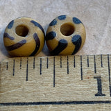 Antique Venetian Dark Yellow Glass Beads, Black Lines