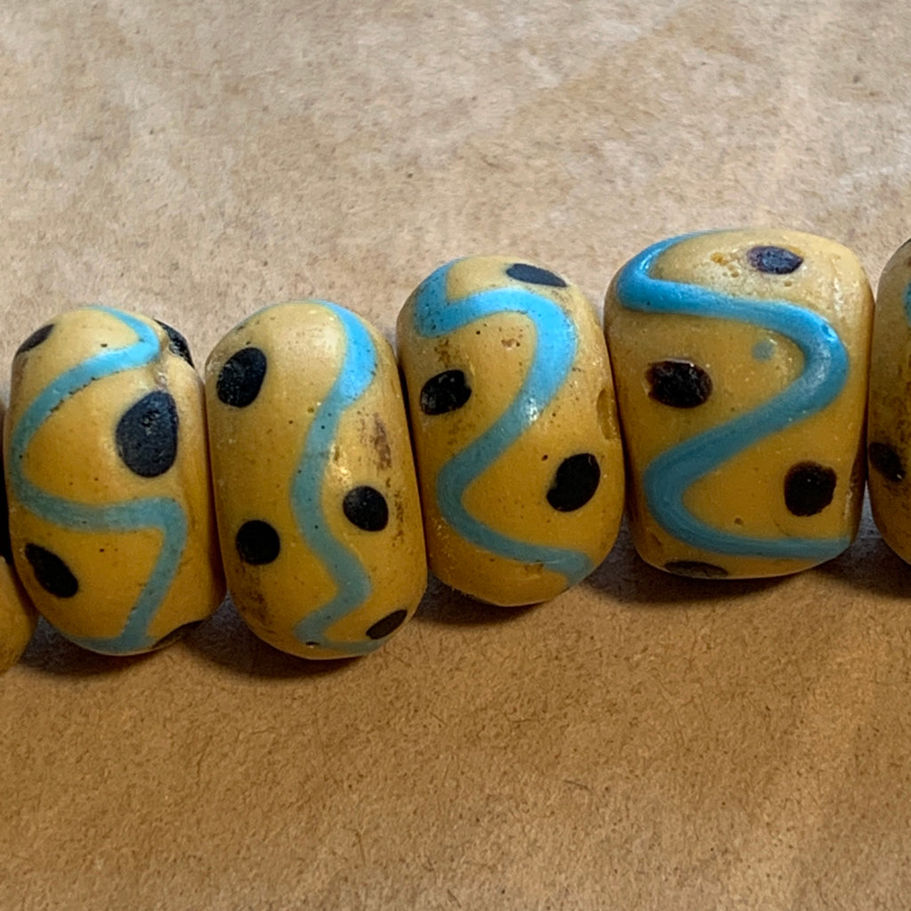 Antique Venetian Glass Yellow Saucer Beads