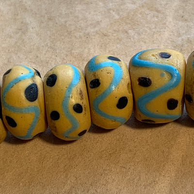 Antique Venetian Glass Yellow Saucer Beads