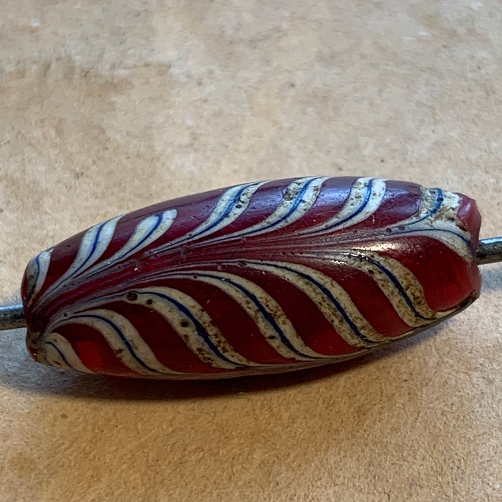 Red "Feather Bead", Venetian 1800's