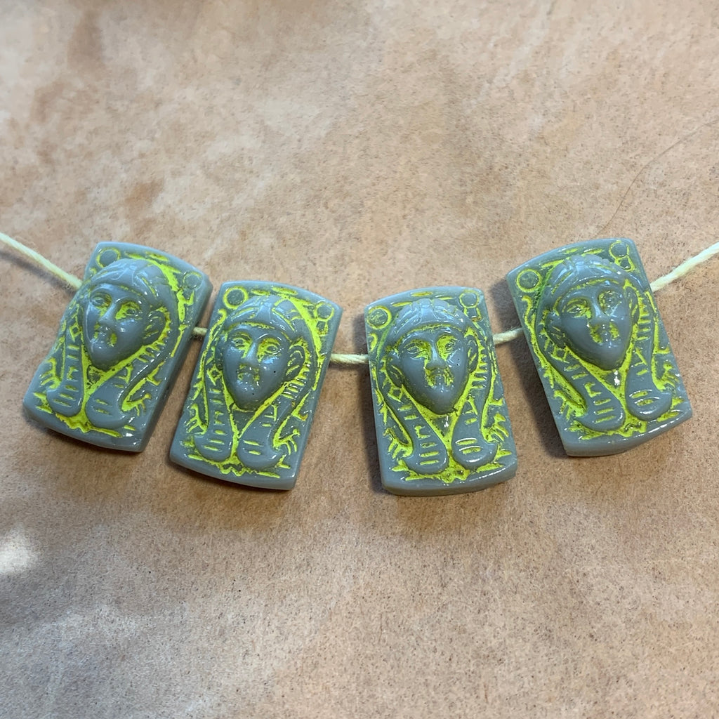 Vintage Czech "Egyptian Revival" 2-Hole Beads