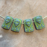 Vintage Czech "Egyptian Revival" 2-Hole Beads