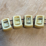 Vintage Czech "Egyptian Revival" 2-Hole Beads, Tan