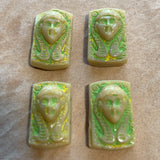 Vintage Czech "Egyptian Revival" 2-Hole Beads, Tan