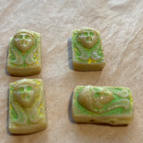 Vintage Czech "Egyptian Revival" 2-Hole Beads, Tan