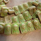 Vintage Czech "Egyptian Revival" 2-Hole Beads, Tan